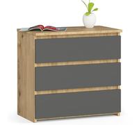 AKORD Commode CL-3 avec 3 tiroirs | Commode Classique pour La Chambre, Salon | Meuble de Rangement | L60 x H57 x P35 cm | Poids 26 kg | Chêne Artisanal