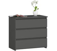 AKORD Commode CL-3 avec 3 tiroirs | Commode Classique pour La Chambre, Salon | Meuble de Rangement | L60 x H57 x P35 cm | Poids 26 kg | Gris Graphite