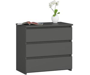 AKORD Commode CL-3 avec 3 tiroirs | Commode Classique pour La Chambre, Salon | Meuble de Rangement | L60 x H57 x P35 cm | Poids 26 kg | Gris Graphite