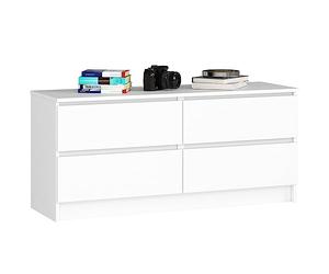 AKORD Commode K 120 cm 4 Tiroirs pour Salon| Chambre | Bureau Salon Design Moderne Fonctionnel Panneau Stratifié 16mm | Blanc