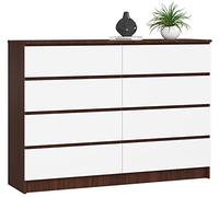 Commode K140 Wengé 138 cm 8 tiroirs façade Blanche 138x40x99 cm