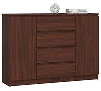 AKORD Commode K 140 cm 4 Tiroirs et 2 Portes pour Le Salon| Chambre | Bureau Salon Design Moderne Fonctionnel Panneau Stratifié | Couleur Wengé