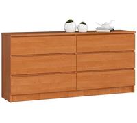 AKORD Commode K-160 avec 6 Tiroirs | Commode Classique pour La Chambre, Salon | Meuble de Rangement | L160 x H77 x P40 cm, Poids 70 kg