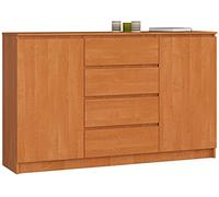 AKORD Commode K 160 cm 4 Tiroirs et 2 Portes pour Le Salon| Chambre | Bureau | Bureau Design Moderne | Fonctionnel Panneau Stratifié 16mm | Couleur Aulne