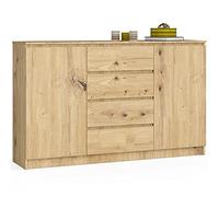 AKORD Commode K 160 cm | 4 tiroirs et 2 Portes | pour Salon, Chambre à Coucher, Armoire, Salon | Design Fonctionnel Moderne | Panneau stratifié de 16 mm | Couleur : chêne Artisanal