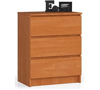 AKORD Commode K60 avec 3 tiroirs | Commode Classique pour La Chambre, Salon | Meuble de Rangement | L60 x H77 x P40 cm | Poids 25 kg | Aulne