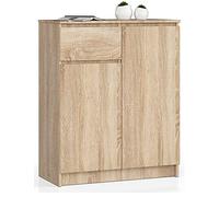 AKORD Commode K80 2D1SZ avec 2 Portes et 1 tiroir | Commode Classique pour La Chambre, Salon | Meuble de Rangement | L80 x H99 x P40 cm | Poids 34 kg | Chêne Sonoma