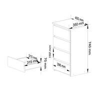 AKORD | Commode | Tiroirs | Tiroirs à roulettes | Fonctionnel | Idéal en Set | Robuste | Design Universel | Gris Graphite/Chêne Artisanal