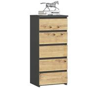 AKORD | Commode | Tiroirs | Tiroirs roulants | Fonctionnel | Idéal en Set | Robuste | Design Universel | Graphite Gris/Chêne Artisan