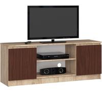 AKORD commode TV K-140, un compartiment ouvert, 2 étagères avec portes à gauche et à droite, H55 x L140 x P40 cm, poids 40 kg