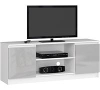 AKORD commode TV K-140, un compartiment ouvert, 2 étagères avec portes à gauche et à droite, H55 x L140 x P40 cm, poids 40 kg