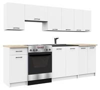 AKORD | Ensemble de meubles de cuisine Olivia 2,4 m | Petite cuisine complète | modulaire | sur mesure 46 x 180 x 174 cm | Pour un design moderne et traditionnel | Blanc