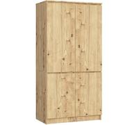 AKORD Ensemble d'armoire S90 90 cm | Penderie avec 4 portes | Extension de garde-robe | Extension pour une armoire | L 90 x H 180 x P 51 cm | Poids 66,6 kg | Chêne artisanal