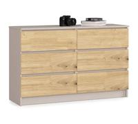 AKORD Grande Commode | Armoire à comode | Gain de Place | Pratique | Robuste | Guidage à roulettes | Chant ABS | Commode Rangement | Meubles de Salon | Cachemire - Chêne Artisan