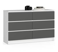 AKORD Grande Commode | Armoire à comode | Gain de Place | Pratique | Robuste | Guidage à roulettes | Chant ABS | Commode Rangement | Meubles de Salon | Blanc/Gris Graphite