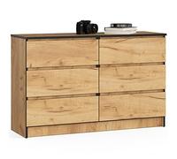 AKORD Grande Commode | Armoire à comode | Gain de Place | Pratique | Robuste | Guidage à roulettes | Chant ABS | Commode Rangement | Meubles de Salon | Artisanat Chêne