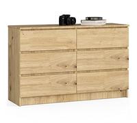 AKORD Grande Commode | Armoire à comode | Gain de Place | Pratique | Robuste | Guidage à roulettes | Chant ABS | Commode Rangement | Meubles de Salon | Chêne Artisanal