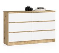 AKORD Grande Commode | Armoire à comode | Gain de Place | Pratique | Robuste | Guidage à roulettes | Chant ABS | Commode Rangement | Meubles de Salon | Chêne Artisan