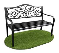 AKORD IRGA Banc de jardin avec pieds en acier et dossier en fonte, résistant aux intempéries, pour l'extérieur, en bois, avec accoudoirs, largeur 127 cm, noir