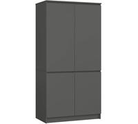 AKORD Kit d'armoire S90 90 cm | Penderie avec 4 portes | Extension de garde-robe | Extension pour une armoire | 90 x 180 x 51 cm | Poids 66,6 kg | Gris graphite / Gris graphite