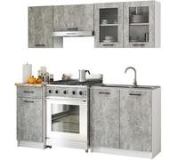 AKORD | Kit de Meubles de Cuisine 1.8m | Complète Kitchen Cabinet Set | Armoires de Cuisine & au Sol, Suspendues | Tiroirs | Meuble sous évier | Béton