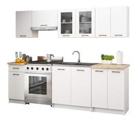 AKORD | Kit de Meubles de Cuisine 2.4m | Complète Kitchen Cabinet Set | Armoires de Cuisine & au Sol, Suspendues | Tiroirs | Meuble sous évier | Blanc