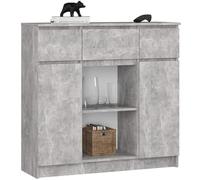 AKORD Kommode K-100 avec 2 Portes et 3 Tiroirs 1 étagère | pour Le Salon Chambre à Coucher | Moderne | Plateau Laminé 16mm | 35 x 98 x 101 cm | Béton & Béton