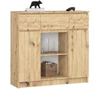 AKORD Kommode K-100 avec 2 Portes et 3 Tiroirs 1 étagère | pour Le Salon Chambre à Coucher | Moderne | Plateau Laminé 16mm | 35 x 98 x 101 cm | Chêne Artisanal & Chêne Artisanal