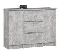 AKORD Kommode K-100 avec 2 Portes et 3 Tiroirs | pour Le Salon Chambre à Coucher | Moderne | Plateau Laminé 16mm | 35 x 76 x 101 cm | Béton & Béton