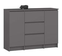 AKORD Kommode K-100 avec 2 Portes et 3 Tiroirs | pour Le Salon Chambre à Coucher | Moderne | Plateau Laminé 16mm | 35 x 76 x 101 cm | Gris Graphite & Gris Graphite
