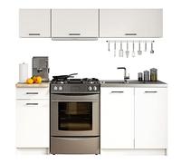 Ensemble De Cuisine AKORD OLIWIA G1 Blanc 180 cm 6 portes 1 tiroir façade Blanche 6 étagères 180x46x174 cm
