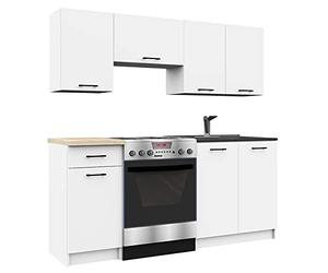 AKORD | KüchenmöbelSet 1.8m | Küche Komplett | Kitchen Cabinet Set | Küchenschränke | Standschränke | Hängeschränke | Schubladen | Untertischschrank | Weiß