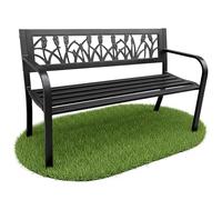 AKORD Lissa Banc de jardin avec pieds en acier - Résistant aux intempéries - Banc de jardin avec accoudoirs - Largeur 124 cm - Noir