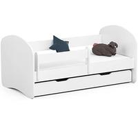 AKORD Lit Enfant avec Barriere Smile | 140 x 70 cm Lit Enfant avec Matelas et Un Tiroir Rangement | Lits pour Enfants Fille Garcon Lit Simple avec Matela | Meubles de Chambre d'enfant Couchette