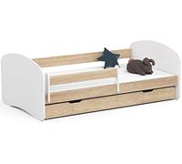 AKORD Lit Enfant avec Barriere Smile | 180 x 90 cm Lit Enfant avec Matelas et Un Tiroir Rangement | Lits pour Enfants Fille Garcon Lit Simple avec Matela | Meubles de Chambre d'enfant Couchette