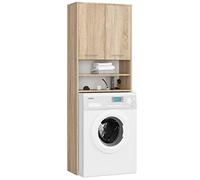AKORD Meuble Buanderie Machine à Laver | L64 x H180 x P30 cm Poids 30 kg | Meuble pour Lave Linge avec Étagère 2 Portes 2 Casiers de Rangement Machine a Laver | Meubles de Salle de Bain