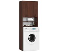 AKORD Meuble Buanderie Machine à Laver | L64 x H180 x P30 cm Poids 30 kg | Meuble pour Lave Linge avec Étagère 2 Portes 2 Casiers de Rangement Machine a Laver | Meubles de Salle de Bain