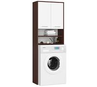 AKORD Meuble Buanderie Machine à Laver | L64 x H180 x P30 cm Poids 30 kg | Meuble pour Lave Linge avec Étagère 2 Portes 2 Casiers de Rangement Machine a Laver | Meubles de Salle de Bain