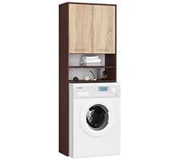 AKORD Meuble Buanderie Machine à Laver | L64 x H180 x P30 cm Poids 30 kg | Meuble pour Lave Linge avec Étagère 2 Portes 2 Casiers de Rangement Machine a Laver | Meubles de Salle de Bain
