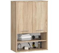 AKORD Meuble Salle de Bain Suspendu Fin 64 cm - 2 Portes, 2 Étagères 2 Compartiments Ouverts - Meuble Haut WC Meubles Suspendus - Armoire Murale Moderne 64x94x30 cm - Chêne de Sonoma