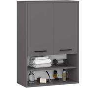 AKORD Meuble Salle de Bain Suspendu Fin 64 cm - 2 Portes, 2 Étagères 2 Compartiments Ouverts - Meuble Haut WC Meubles Suspendus - Armoire Murale Moderne 64x94x30 cm - Gris Graphite