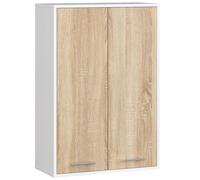 AKORD Meuble Salle de Bain Suspendu Fin 64 cm - 2 Portes, 4 Étagères - Armoire Murale 64x94x30 cm - Meuble Haut WC - Compact, Moderne - Idéal pour Petits Espaces - Blanc & Chêne de Sonoma