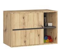 AKORD Meuble sous Vasque Salle de Bain VAMI 90 cm - sous-Lavabo Mural avec 2 Tiroirs - Rangement Pratique et Élegant - pour Vasque à Poser - 90x60x45,5 cm - Chêne Artisan & Gris Graphite
