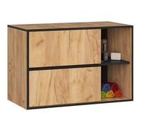 AKORD Meuble sous Vasque Salle de Bain VAMI 90 cm - sous-Lavabo Mural avec 2 Tiroirs - Rangement Pratique et Élegant - pour Vasque à Poser - 90x60x45,5 cm - Chêne Craft & Noir