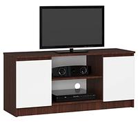 AKORD Meuble TV K-120 | Classique Meuble Télé | Banc TV | Moderne Meuble Television | H55 x L120 x P40 cm, Poids 30 kg | Couleur: Wengé/Blanc