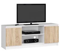 AKORD Meuble TV K-140 | Classique Meuble Télé | Banc Tele | Moderne Mauble Television | H55 x L120 x P40 cm, Poids 30 kg | Couleur: Blanc/Chêne Sonoma