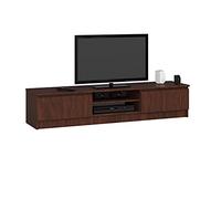AKORD - Meuble TV K-160 - Un compartiment ouvert - 2 étagères avec portes battantes gauche et droite - 33 x 160 x 40 cm - Poids 30 kg - Couleur wengé
