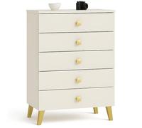 AKORD MOBI Commode à 5 tiroirs, pour salon, chambre à coucher, moderne, plateau laminé de 16 mm, 60 x 89 x 37 cm, couleur cachemire et cachemire