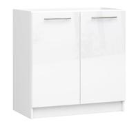 AKORD Oliwia S80 Armoire de cuisine sous l'évier avec 2 portes et 1 étagères, meuble bas de cuisine 80 cm de large, 46 x 80 x 82 cm, blanc et blanc brillant