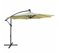 AKORD Parasol de Jardin LED avec Manivelle Exterieur Octogonale MILIN | 300x300x245 cm Parasol Inclinable avec protection UV | Imperméable Coupe-Vent Pare-Soleil | Balcon Jardin Patio | Beige